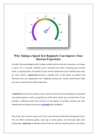 why taking a speed test regularly can improve