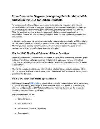 From Dreams to Degrees_ Navigating Scholarships, MBA, and MS in the USA for Indian Students