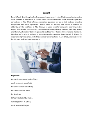 Bericht-tax consultants in abu dhabi