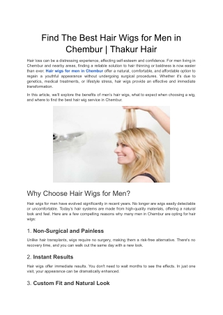 Find The Best Hair Wigs for Men in Chembur | Thakur Hair