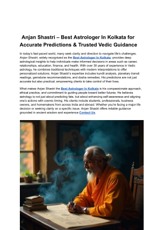_Anjan Shastri – Best Astrologer In Kolkata for Accurate Predictions & Trusted Vedic Guidance