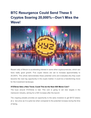 BTC Resurgence Could Send These 5 Cryptos Soaring 20,000%—Don’t Miss the Wave