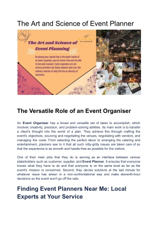 The Art and Science of Event Planner