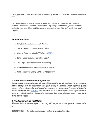 The Importance of Lab Accreditation When Using Research Chemicals