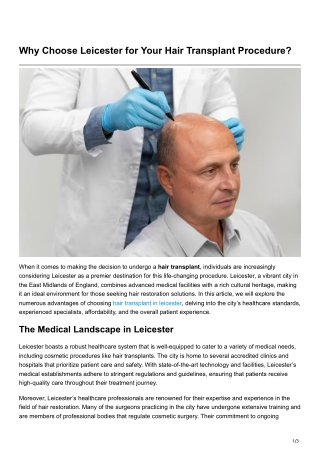 Why Choose Leicester for Your Hair Transplant Procedure