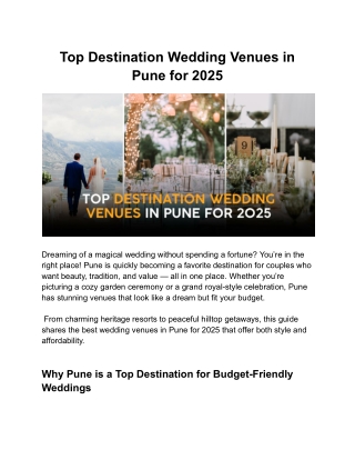 Top Destination Wedding Venues in Pune for 2025