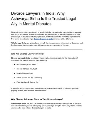 Divorce Lawyers in India_ Why Ashwarya Sinha Is the Trusted Legal Ally in Marital Disputes