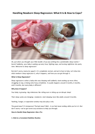 Handling Newborn Sleep Regression What It Is and How to Cope