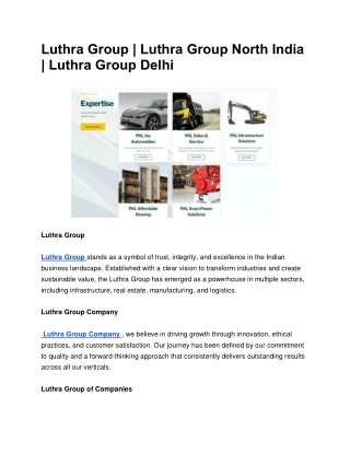 Luthra Group | Luthra Group North India | Luthra Group Delhi
