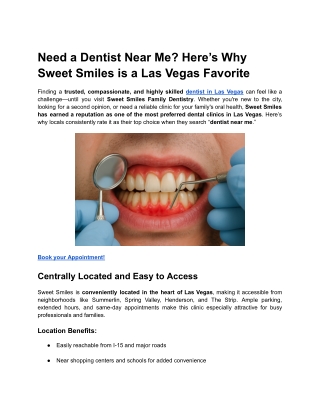 Need a Dentist Near Me? Here’s Why Sweet Smiles is a Las Vegas Favorite