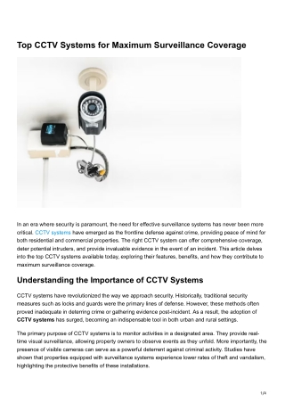 Top CCTV Systems for Maximum Surveillance Coverage