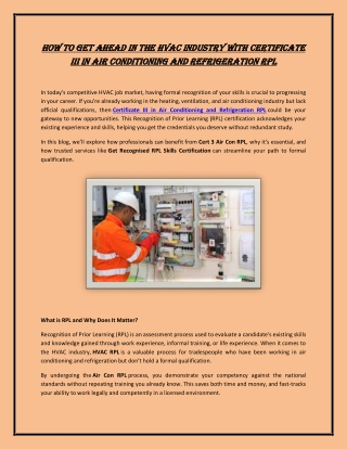 How to Get Ahead in the HVAC Industry with Certificate III in Air Conditioning a