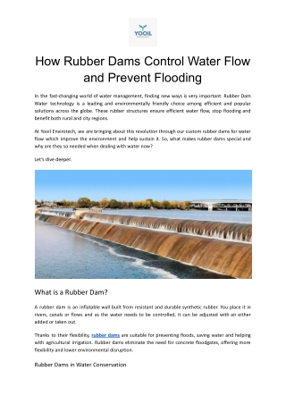 Rubber Dam Water Solutions for Flood & Irrigation