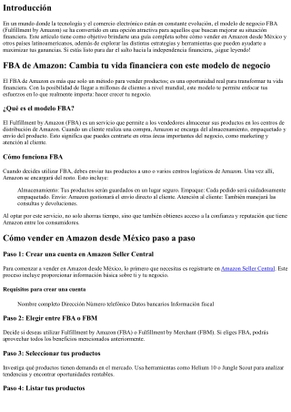 FBA de Amazon: Cambia tu vida financiera con este modelo de negocio