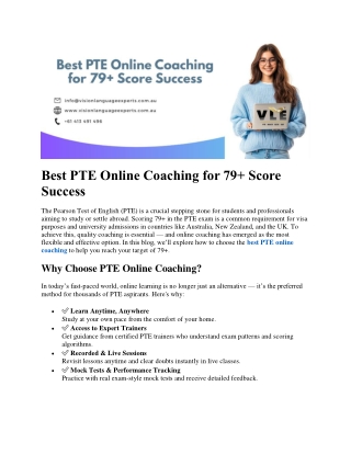 Best PTE Online Coaching for 79  Score Success
