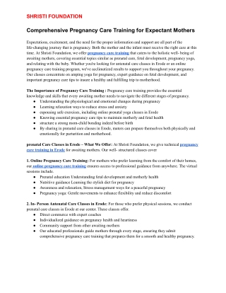 Comprehensive Pregnancy Care Training for Expectant Mothers