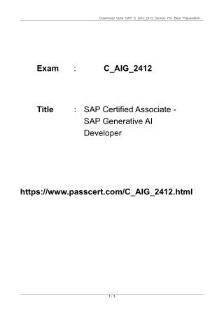 SAP Generative AI Developer C_AIG_2412 Dumps