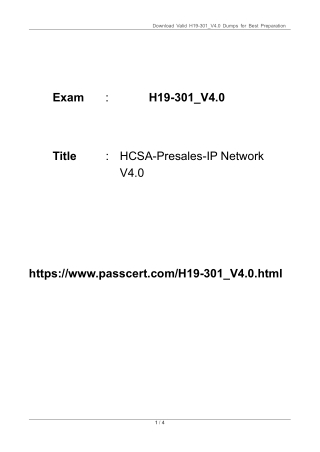 H19-301_V4.0 HCSA-Presales-IP Network V4.0 Dumps