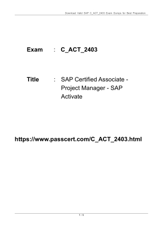 Project Manager - SAP Activate C_ACT_2403 Dumps