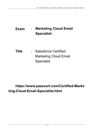 2025 Updated Salesforce Certified Marketing Cloud Email Specialist Dumps