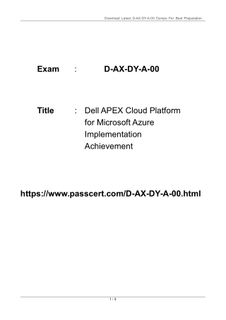 Dell APEX Cloud Platform D-AX-DY-A-00 Dumps