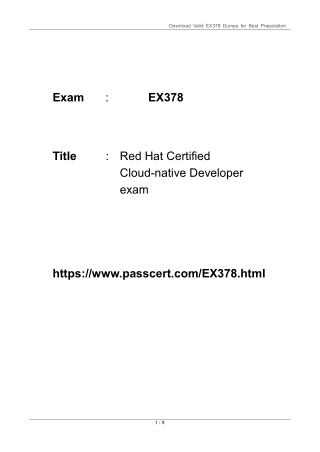 EX378 Red Hat Certified Cloud-native Developer Exam Dumps