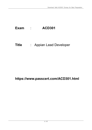 Appian Lead Developer ACD301 Updated Dumps 2025