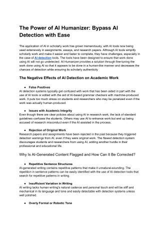 The Power of AI Humanizer_ Bypass AI Detection with Ease