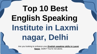Top 10 Best English Speaking Institute in Laxmi nagar, Delhi