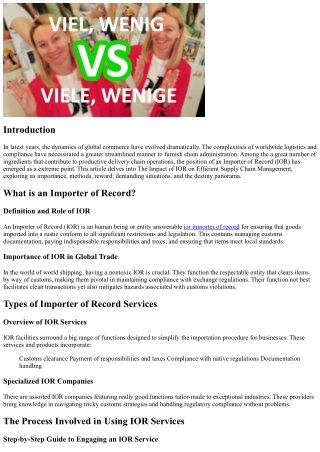 Optimizing Logistics Efficiency Via the Effect of Importer on Operations Managem
