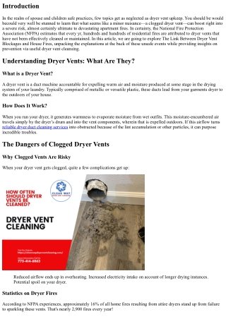 The Link Between Dryer Vent Blockages and House Fires