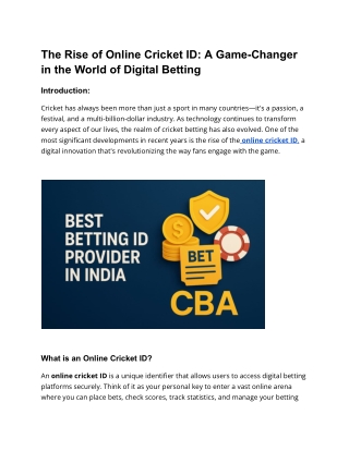 The Rise of Online Cricket ID_ A Game-Changer in the World of Digital Betting