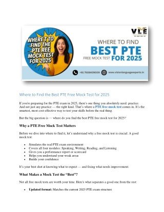 Where to Find the Best PTE Free Mock Test for 2025