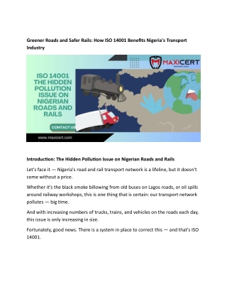 greener roads and safer rails how iso 14001