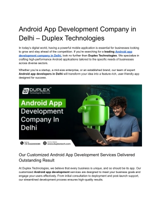 Android App Development Company in Delhi – Duplex Technologies