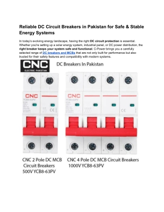 Buy DC Circuit Breakers & MCBs in Pakistan _ C-Power Online Store