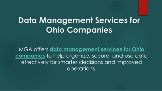 Data Management Services for Ohio Companies