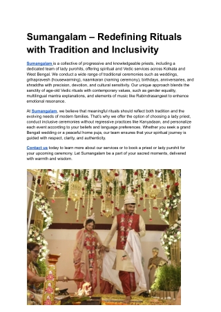 sumangalam redefining rituals with tradition