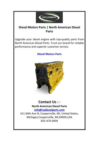 Diesel Motors Parts  North American Diesel Parts