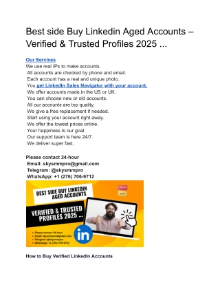 Best side Buy Linkedin Aged Accounts – Verified & Trusted Profiles 2025 ...