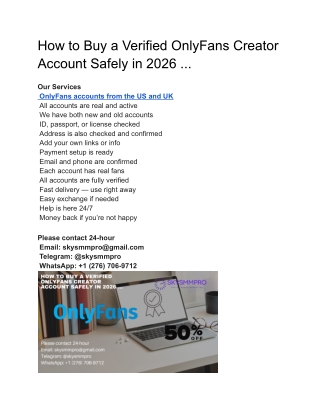 How to Buy a Verified OnlyFans Creator Account Safely in 2026 ...