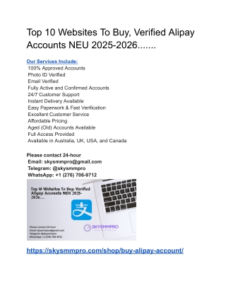 Top 10 Websites To Buy, Verified Alipay Accounts NEU 2025-2026.......
