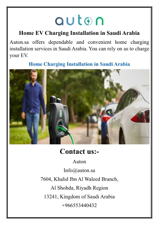 Home EV Charging Installation in Saudi Arabia