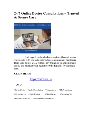 24/7 Online Doctor Consultations – Trusted & Secure Care