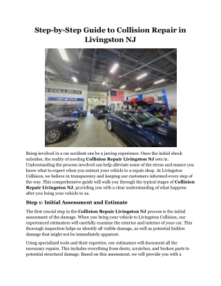 Step-by-Step Guide to Collision Repair in Livingston NJ