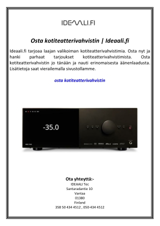 Osta kotiteatterivahvistin  Ideaali.fi