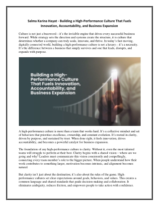 Salma Karina Hayat - Building a High-Performance Culture That Fuels Innovation, Accountability, and Business Expansion