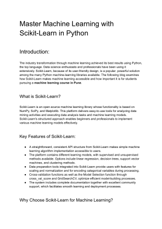 Master Machine Learning with Scikit-Learn in Python