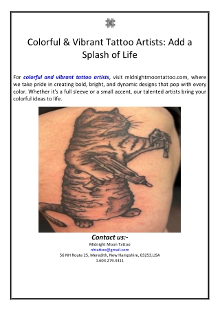 Colorful & Vibrant Tattoo Artists: Add a Splash of Life
