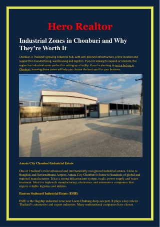 Industrial Zones in Chonburi and Why They’re Worth It